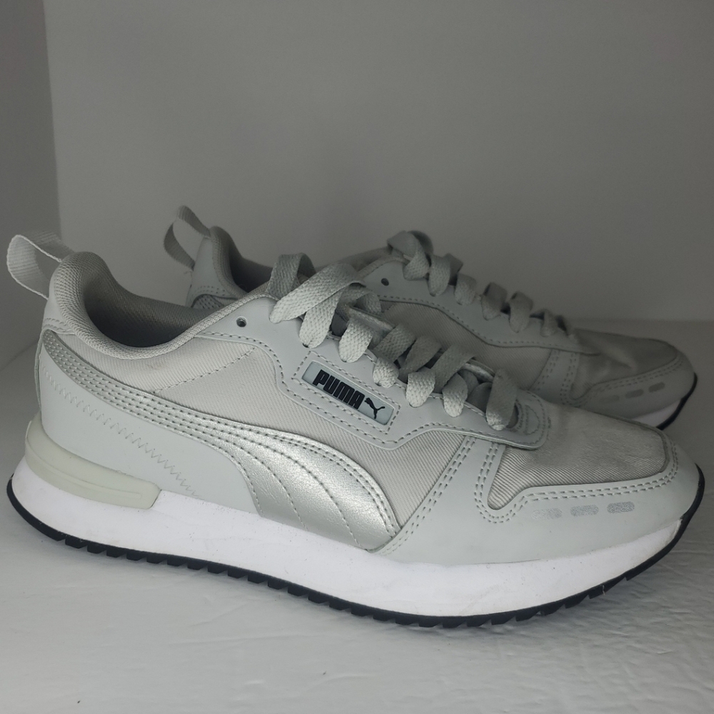 PUMA R78 Metallic US8 Pop Lace Up Womens White Sneakers Casual Shoes Size EU38.5